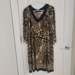 Chico's 3/4 Sleeve V Neck Dress Size 2